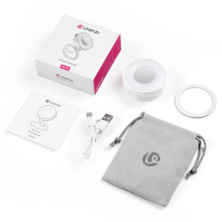 Ulanzi ML05 (biała) - magnetyczna lampa LED do smartfona z lusterkiem - zawartość zestawu